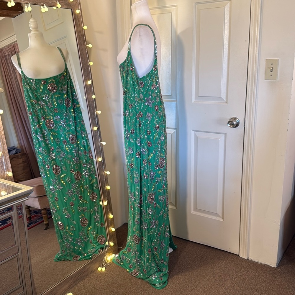 MAC DUGGAL
Hand Beaded Floral Gown with Beaded Spaghetti Straps - Picture 7 of 17